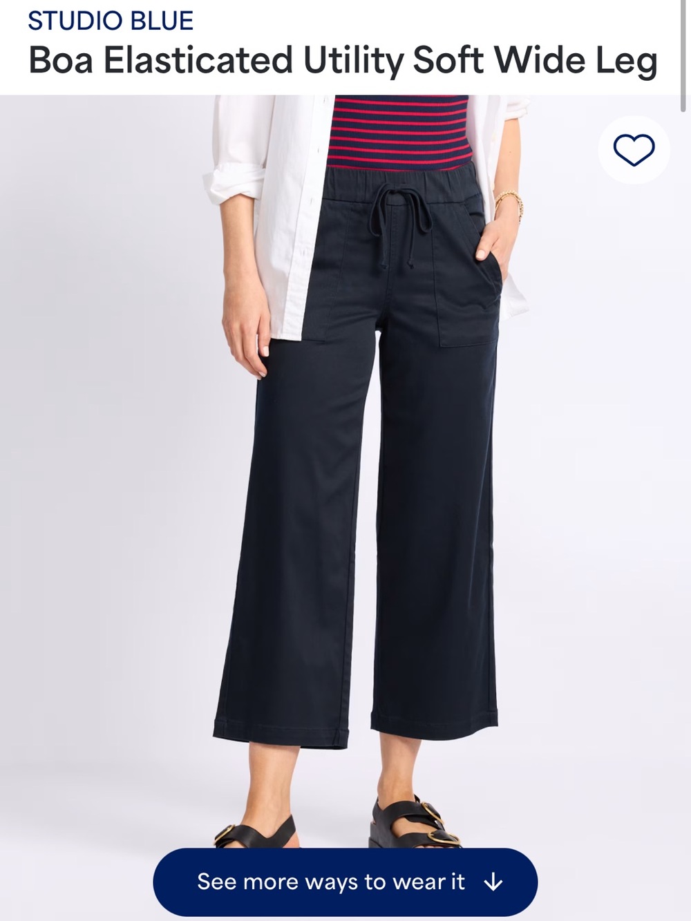 Studio Wide Leg Drawstring Pants in Navy